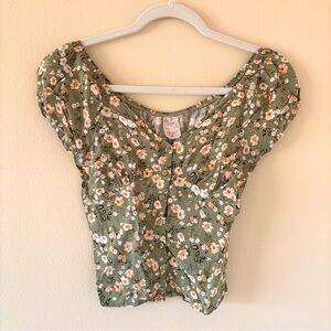 floral button front crop top